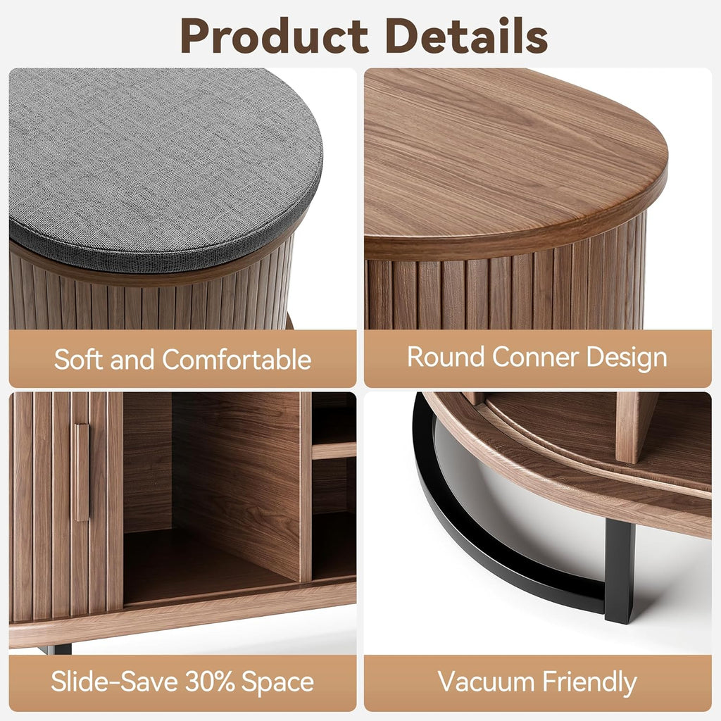 Shoe Storage Bench with Cushion and Sliding Doors, 47.2 Inch Shoe Bench with Storage, Freestanding Entryway Bench