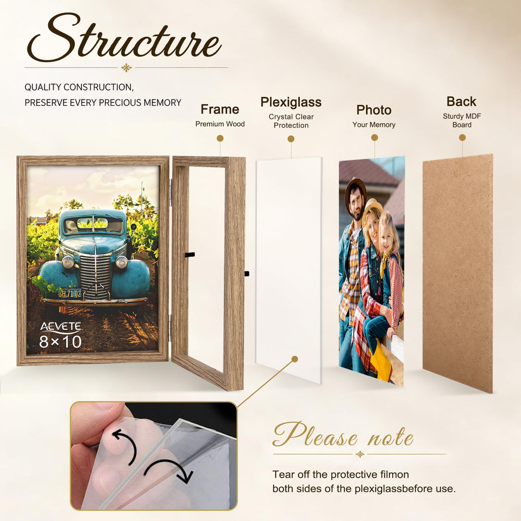 8x10 Picture Frames Double Hinged Wood Photo Frames Wood Grain
