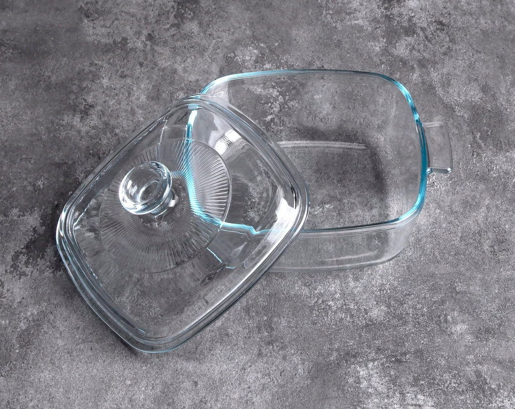 Clear Square Glass Casserole With Lid, Baking Dish With Cover, for Oven, Freezer and Dishwasher Safe (0.8-Quart