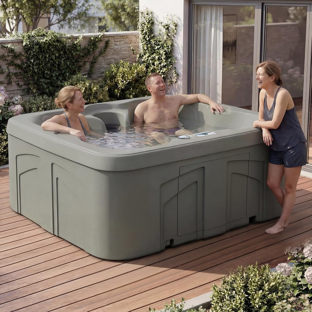 4-Person Plug & Play 13-Jet Hot Tub Spa, Thermal Cover and Steps | Home Outdoor Backyard Spa with 13 Jets and