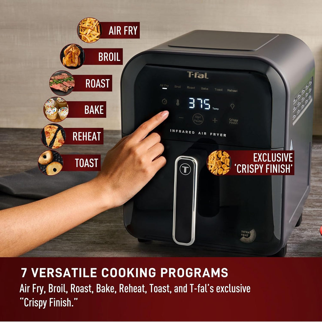 Infrared Air Fryer, 2x Faster Than Traditional Heating*, Large Air Fryer Toaster Oven Combo, 6 Qt Digital Touch Screen
