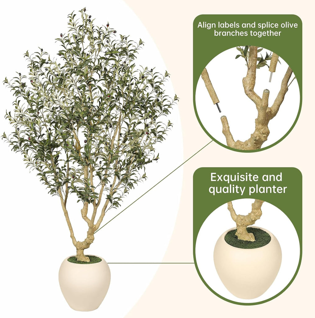 7ft Olive Trees Artificial Indoor with 15in Large Exquisite Planter