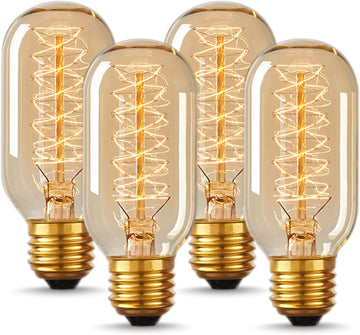 Edison Bulbs, Vintage Edison Light Bulbs 40 Watt, T45, 110-130 Volts, E26/E27 Base Incandescent Dimmable Decorative