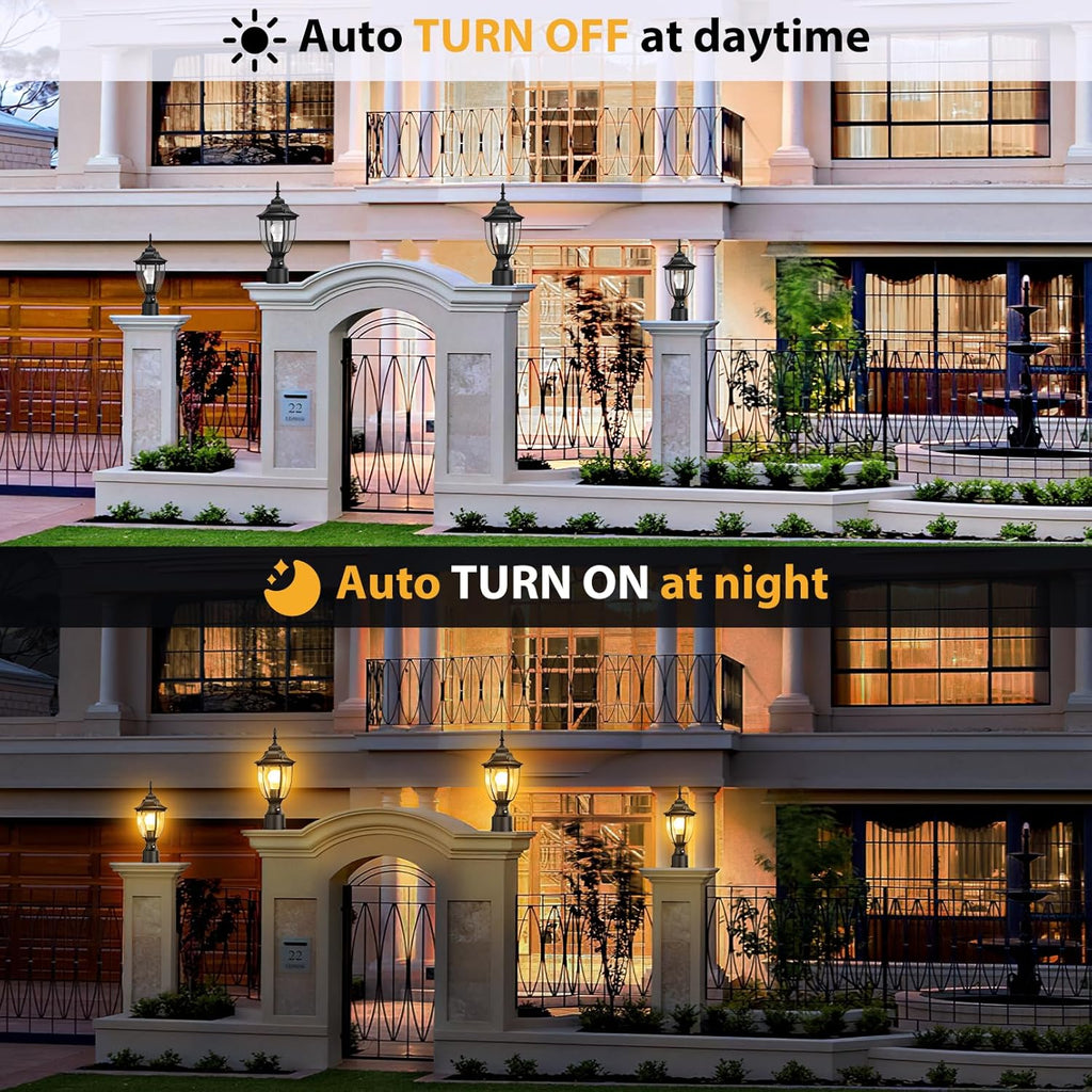 Dusk to Dawn Outdoor Post Lights, Waterproof Aluminum Lamp Post Light Fixture