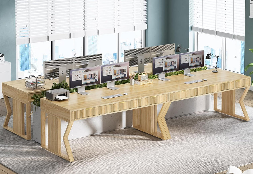 55" Executive Office Desk with 3 Drawers, Home Office Desk with Storage Drawers, Computer Writing Desk Study Table