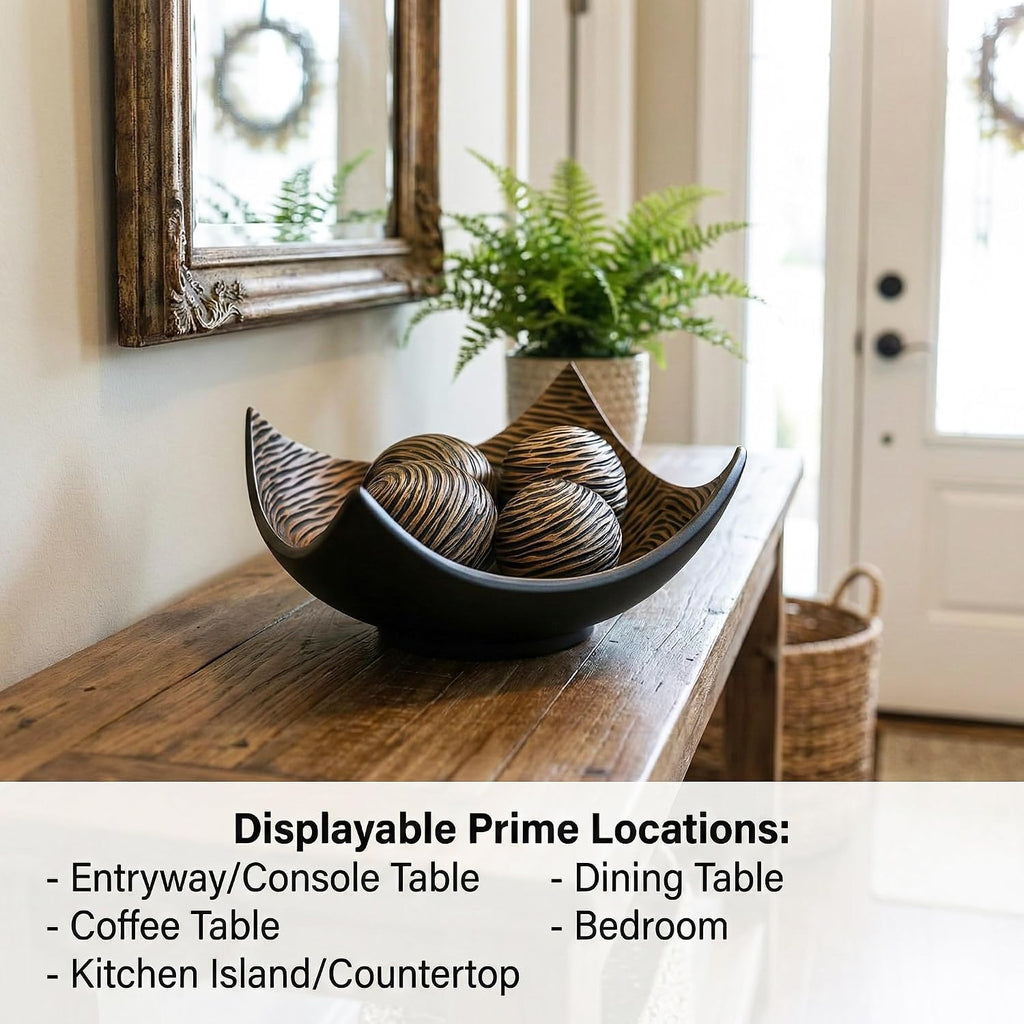 Centerpieces for Table Decor, 5pc Decorative Scoop Bowl, Brown | Coffee, Dining & Kitchen Table Centerpiece, 4