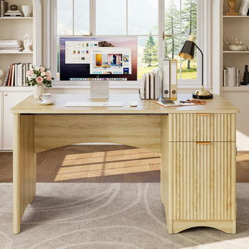 47 inch Computer Desk with Drawer, Office Desk with File Cabinet