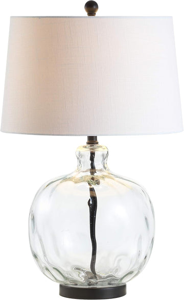 26.5" Clear Glass and Black Metal LED Table Lamp
