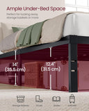 VASAGLE Full Metal Bed Frame 14 Inches Tall, 1100 lb Weight Capacity, No Box Spring Needed, with Under-Bed Storage