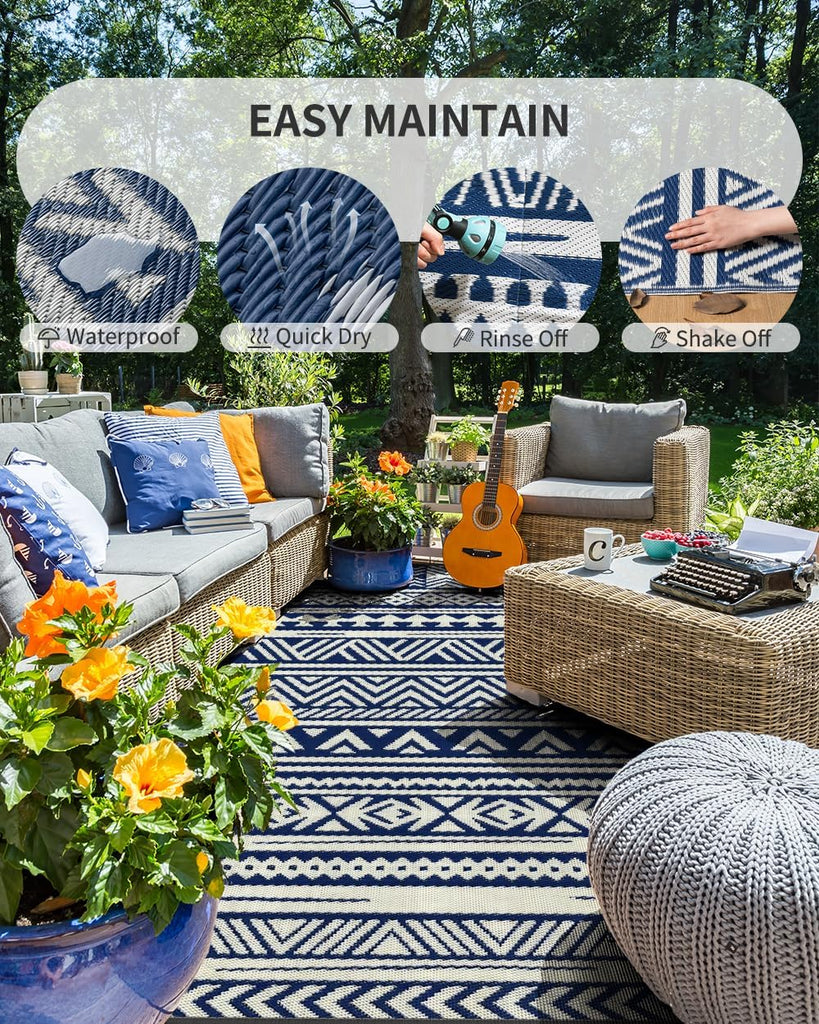 Outdoor Rug 8x10 Waterproof Outdoor Patio Rug Mat Reverisble Plastic Straw Outdoor Rug for RV Campin