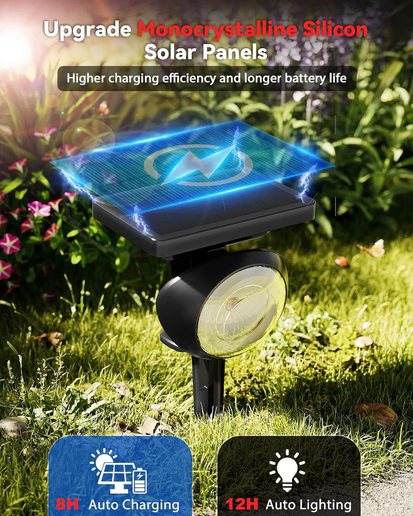 Focusing Solar Spot Lights Outdoor Waterproof, RGB+3CCT Tree Uplights 4Pack | Multicolor Focused Lens Spotlight