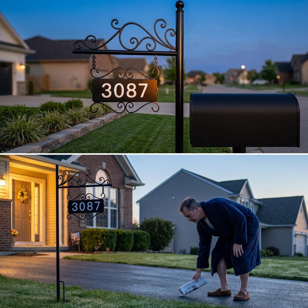 Metal Address Sign, Home Numbers Plaque, Address Post Sign Double-Sided