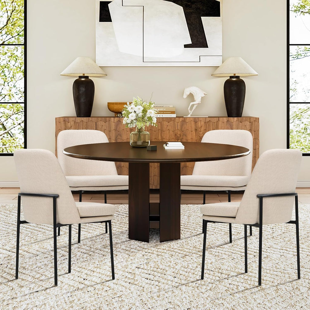 Modern Dining Chairs Set of 4, Upholstered Dining Room Chairs Dinner Chair Kitchen Chairs with Curved Back and Metal