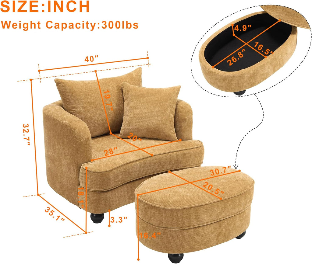 Modern Chaise Lounge Chair — Yellow Chenille