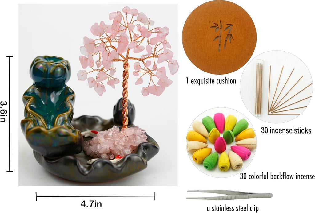 Backflow Incense Holder, Waterfall Incense Burner, Gemstone Money Tree Home Living Room Decorations Office