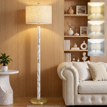 Floor Lamps, 63" Modern White Marble Pattern Standing Lamp