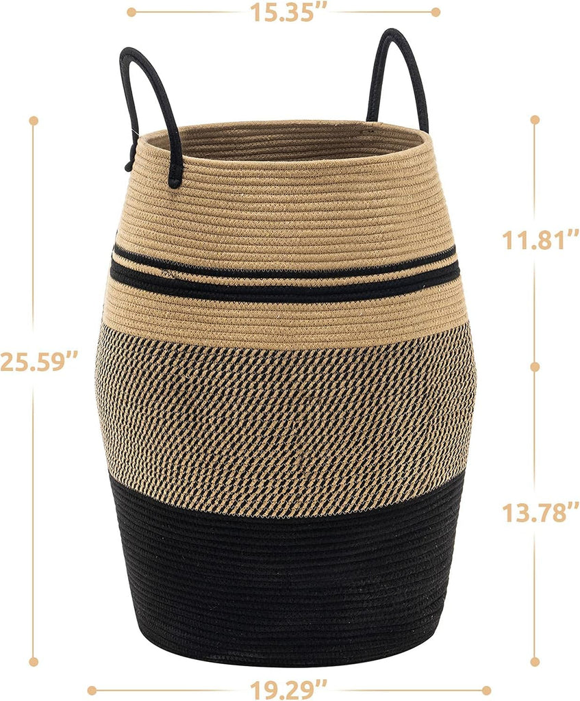 Large Laundry Basket Hamper Woven Blanket Basket Clothes Hamper | 105L Tall Clothes Hamper, Rope Wicker Laundry