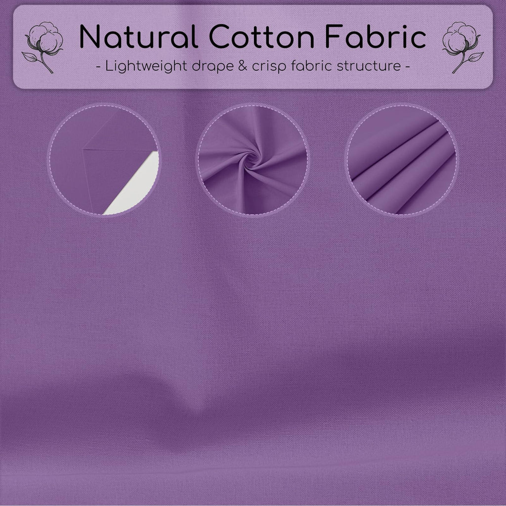 100% Natural Cotton Fabric by The Yard, 59 Inch Wide Medium Weight Soft Smooth Sewing Cloth, Breathable Embroidery