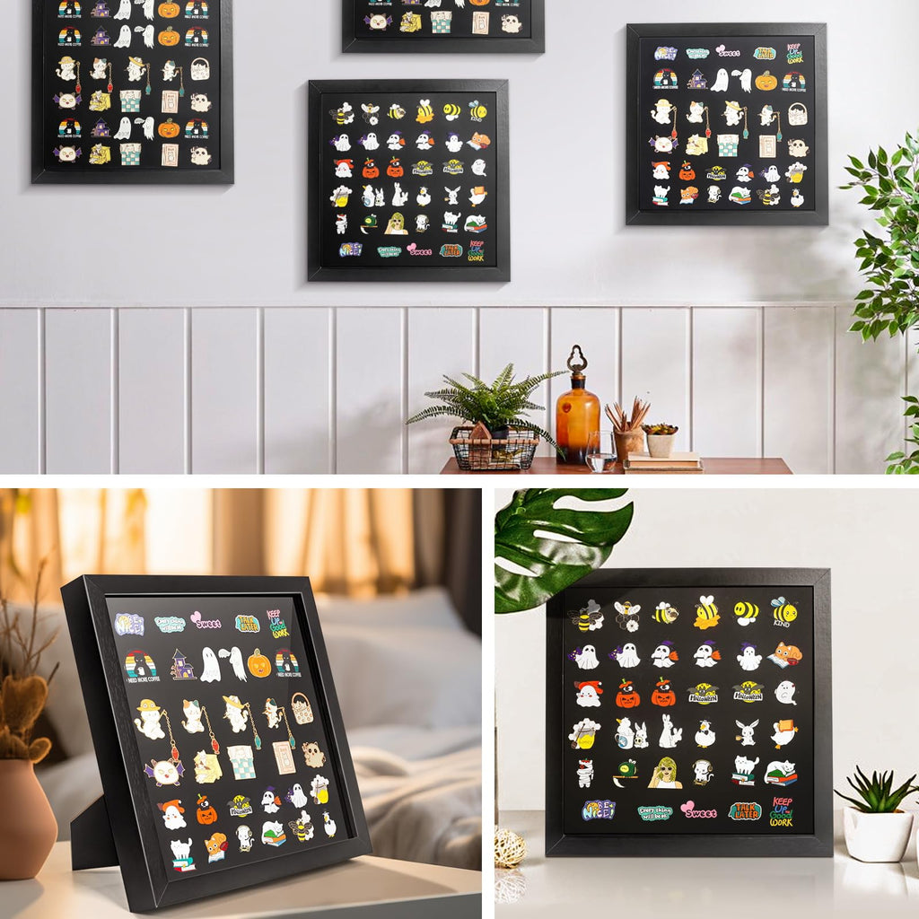 Enamel Pin Display Frame, 11x11 Shadow Box, Wall & Tabletop Display