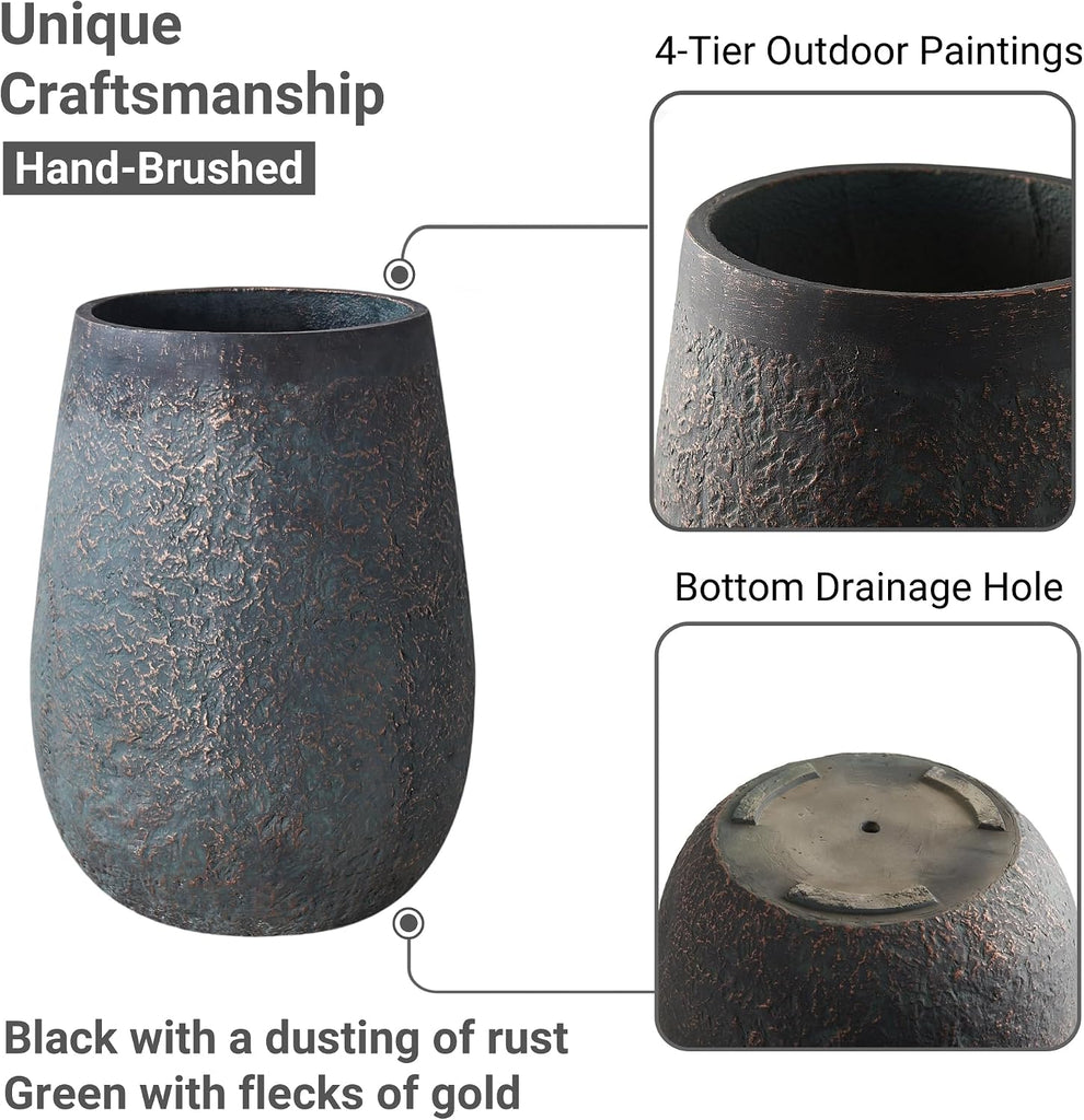 19.7" Heavy-Duty Concrete Planter with Drainage Hole for Outdoor Indoor | Handcrafted, Large Decorative Flower Pot
