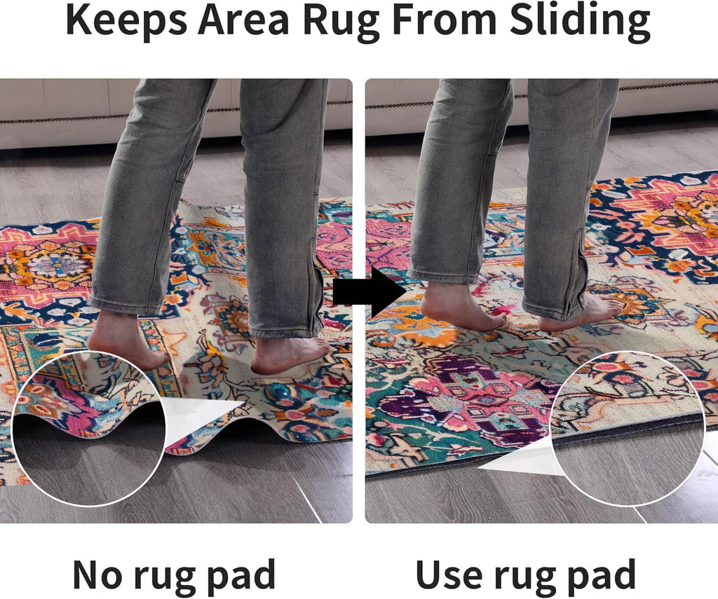 5x7 FT Non Slip Rug Pad Waterproof Cushioned Felt Rug Pad for Hardwood Floors 1/8" Thick Soft Carpet Pad with Natural