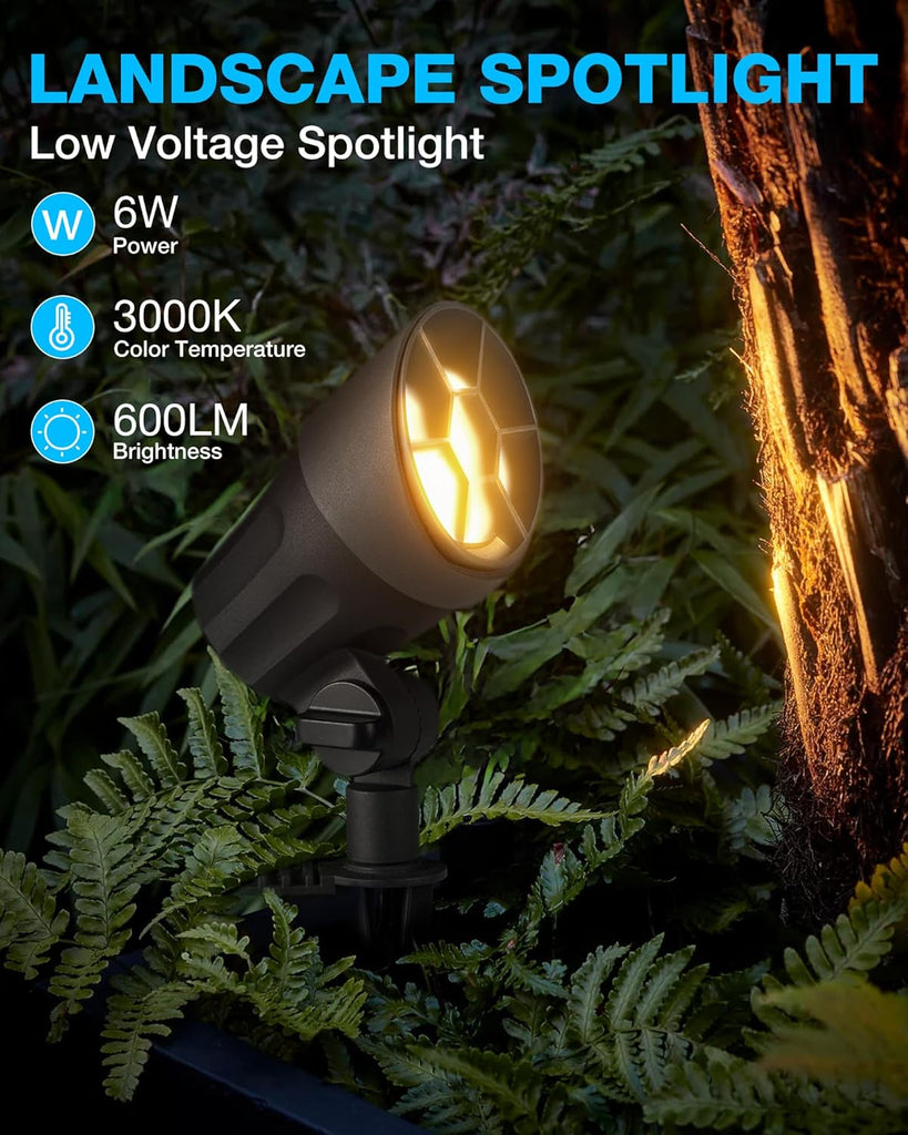 6W AntiGlare LED Low Voltage Landscape Lighting with Connector 4Pack
