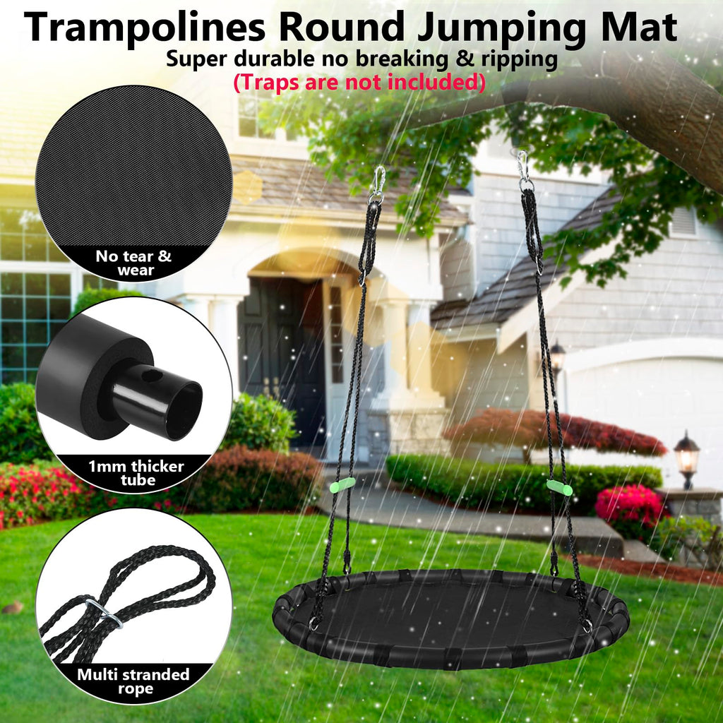 Tree Swing with PP Mat - Durable, Safe, and Easy to Install, Black Outdoor Saucer Swing, Flying Saucer Web Circle Swing