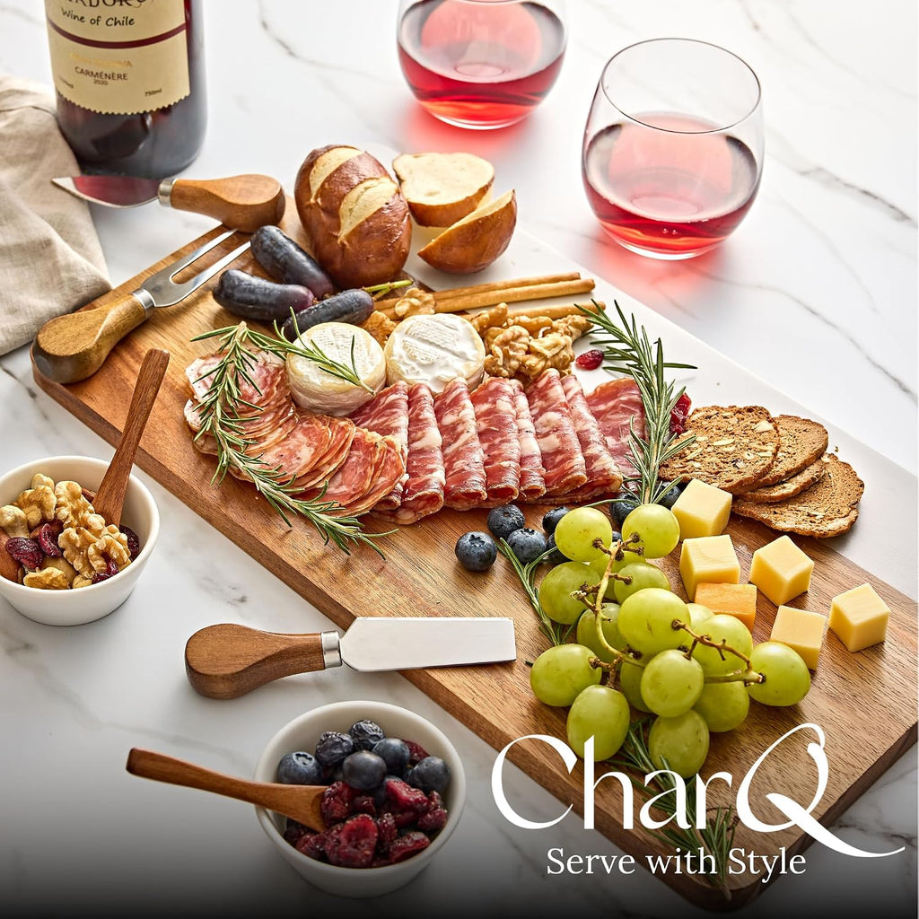 Charcuterie Board Gift Set - Marble & Acacia Wood Board | A Thoughtful Gift for Weddings, Housewarmings, Bridal
