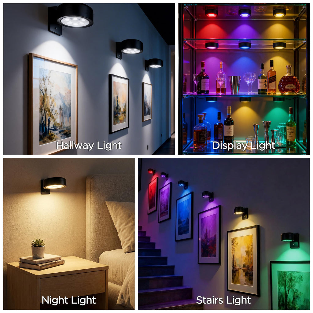 Picture Lights for Wall, Rechargeable Wireless Poster Lights, Black