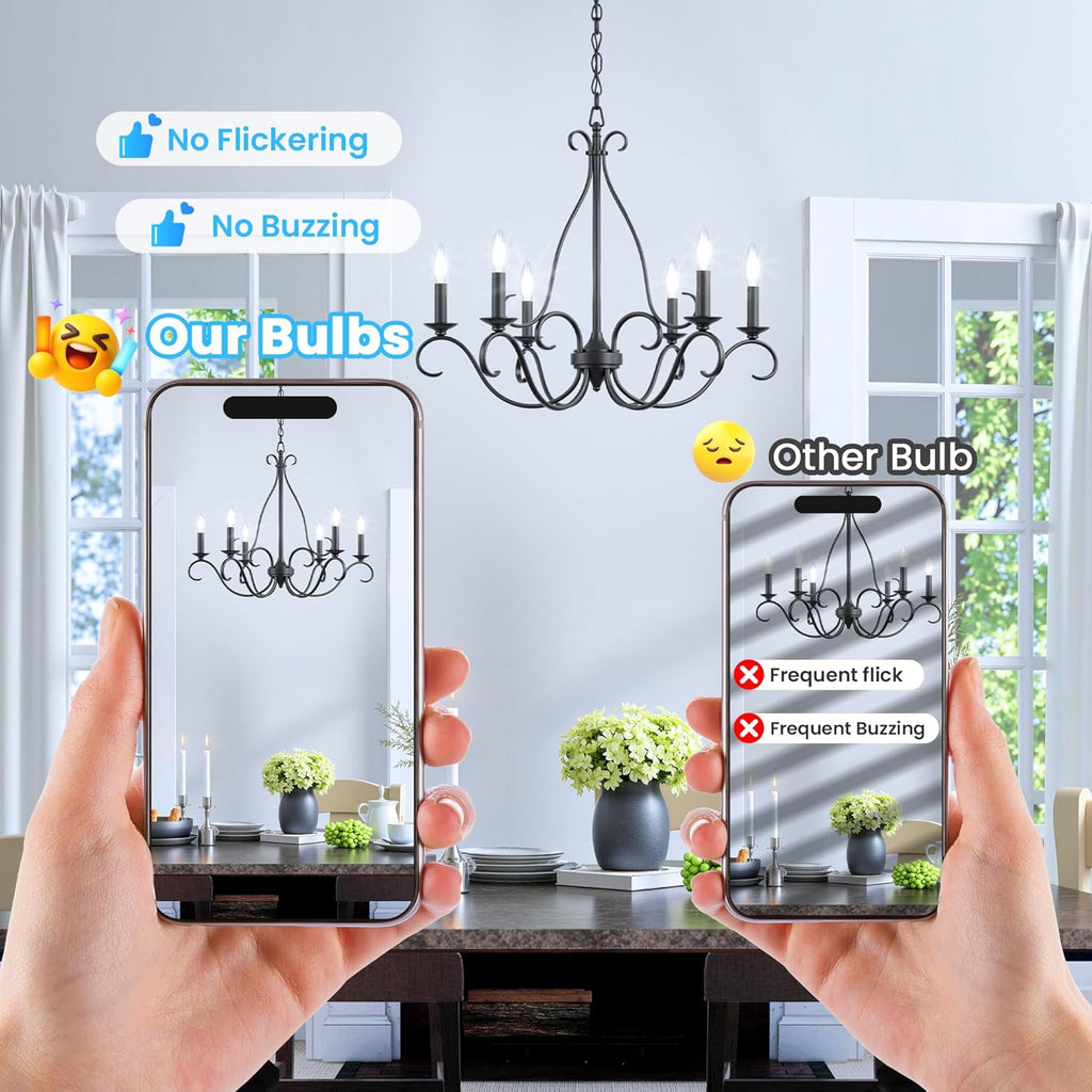 E12 Candelabra LED Bulb 60W Equivalent, 600LM Dimmable Chandelier Light Bulbs, 5000K Daylight White, 85+ CRI Candle