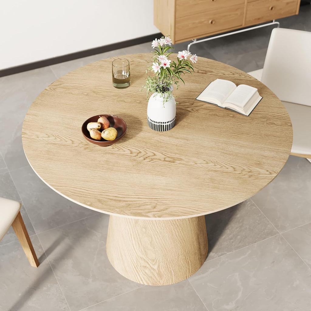 Dining Table, 43'' Wooden Round Table, Kitchen & Dining Room Table, Modern Kitchen Dining Table for Living Room &