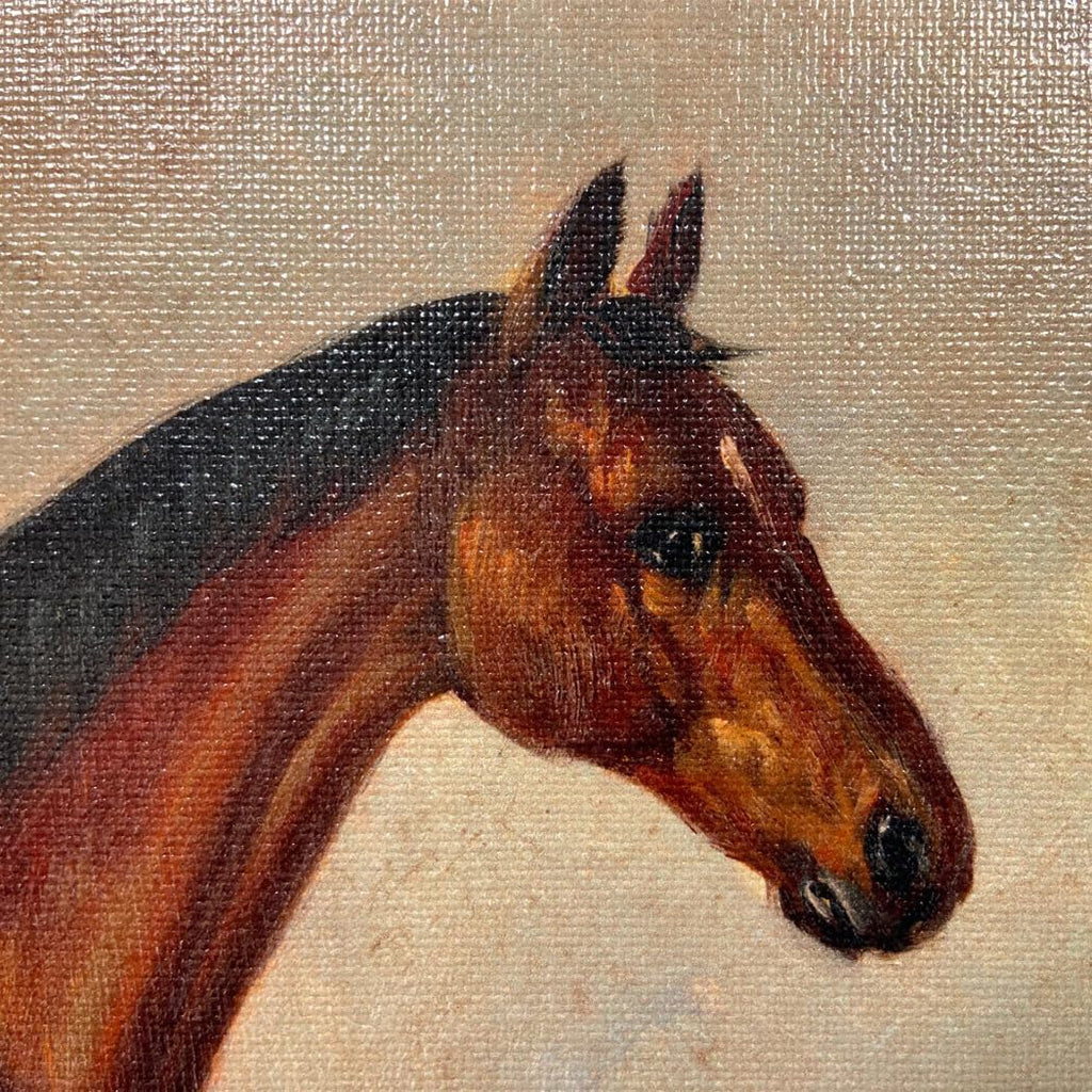 William Barraud Hunter in Landscape Oil Painting Print on Canvas in Antiqued Gold Frame, Equestrian Horse Ready To