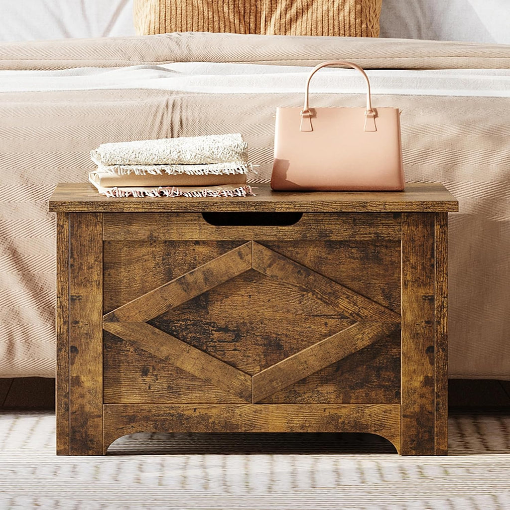 23.6 in Storage Chest, Wooden Storage Bench with Safety Hinge, Easy Assembly, Large Shoe Bench