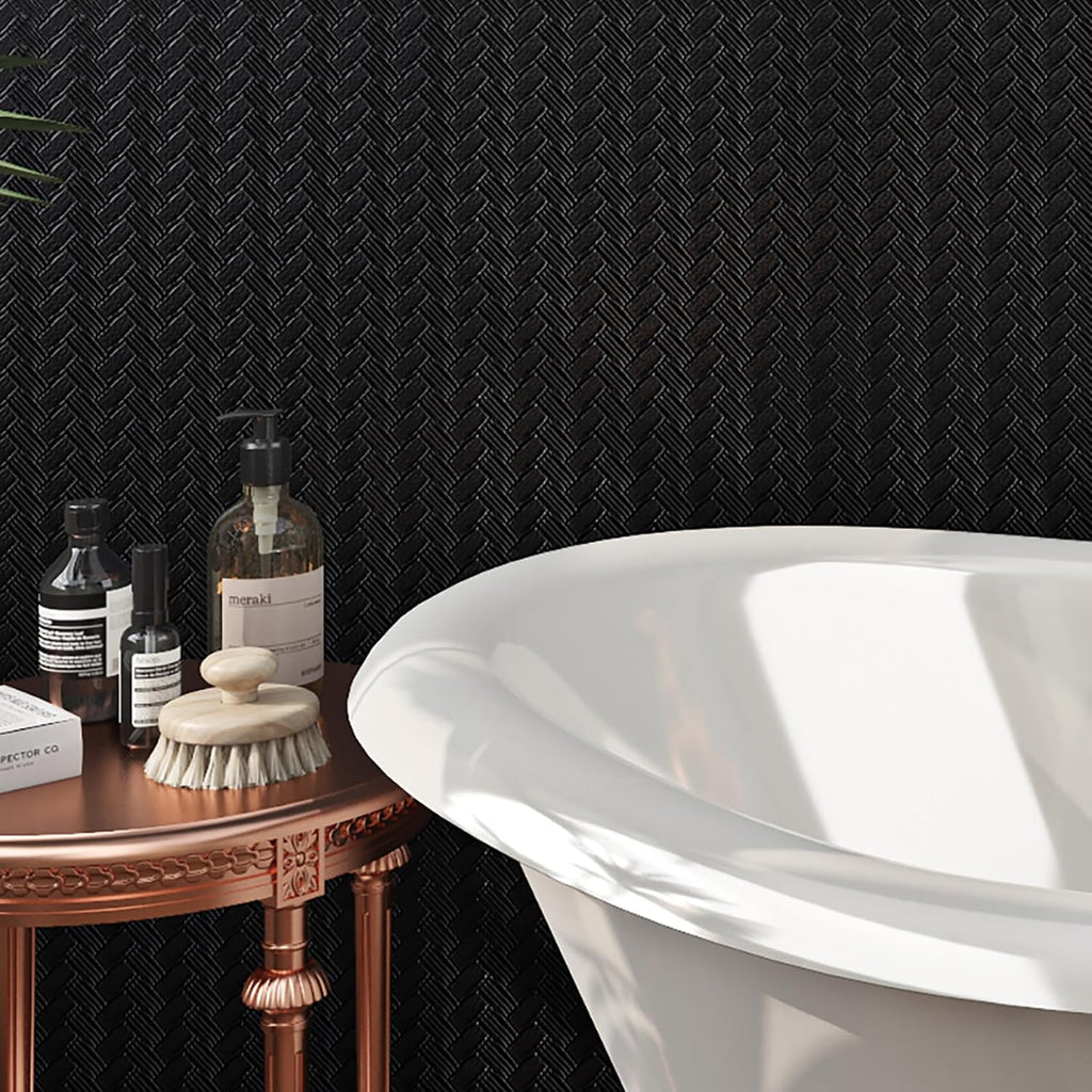 15.8x394 Inch Black Textured Wallpaper Peel and Stick Bedroom Living Room Renter Friendly Kitchen Cabinet Contact