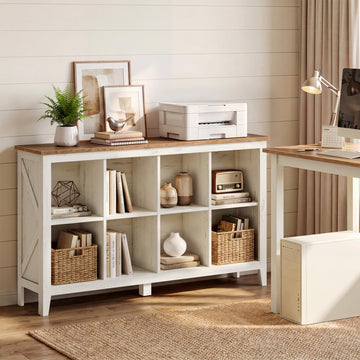 Farmhouse Bookshelf, 8-Cube Storage Organizer with Legs