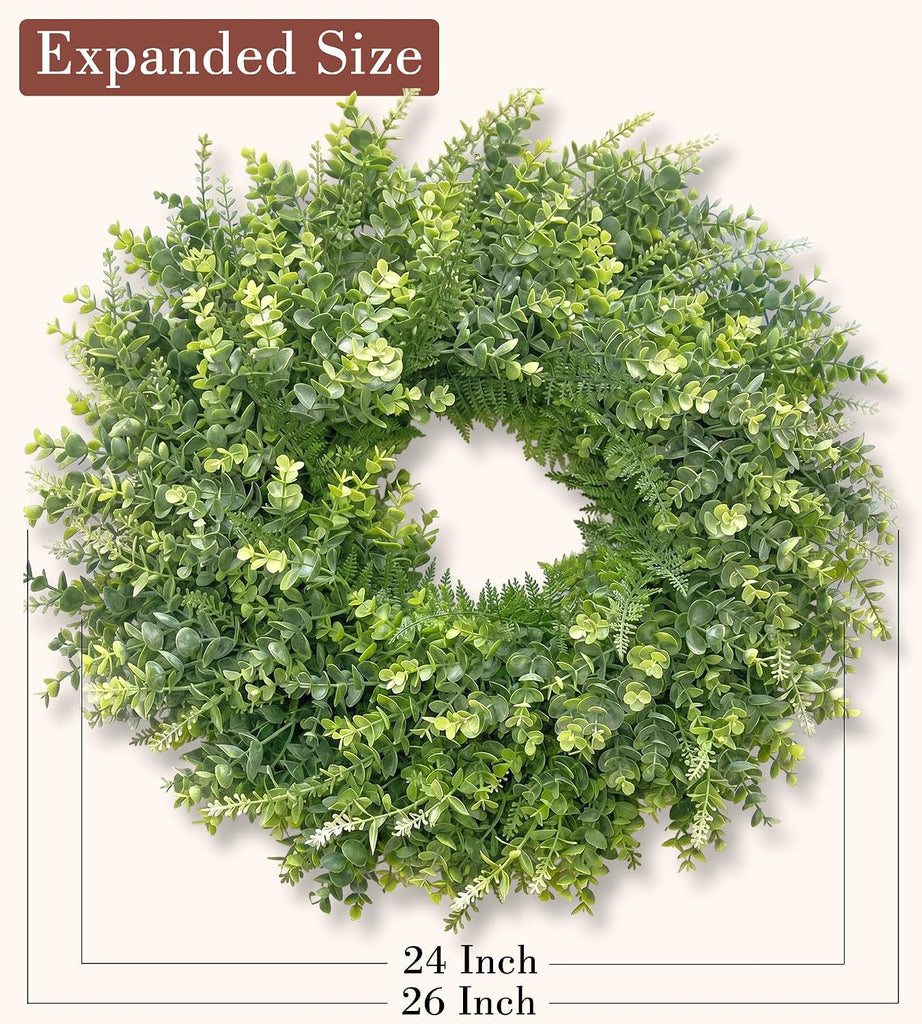 26" Eucalyptus Wreath for Front Door,Artificial All Season Decor