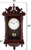Wall Clock with Real Wood, 4 Chime Options, Swinging Pendulum, Antique Vintage Design, 22" Large A134-B08SZ7FNFD