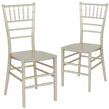 2 Pack Champagne Resin Stacking Ballroom Chair