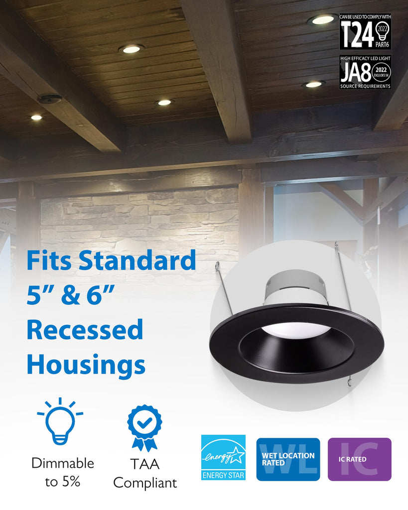 Recessed Ceiling Lights LED Downlight - Dimmable 5/6 inch LED Recessed Light Fixtures - Selectable CCT