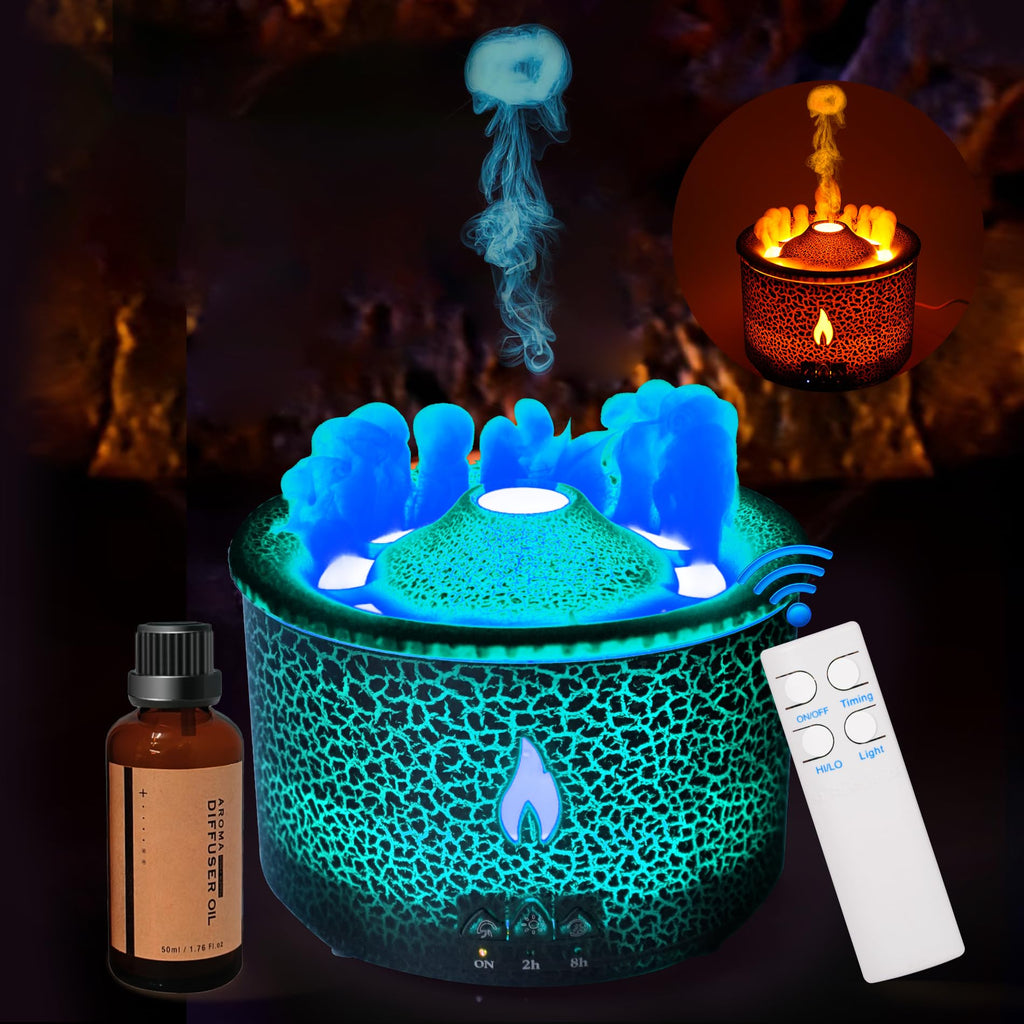 Aroma Essential Oil Diffuser 360 ML, Volcano and Flame Diffuser/Humidifier, give1.76 oz Hotel Collection Essential