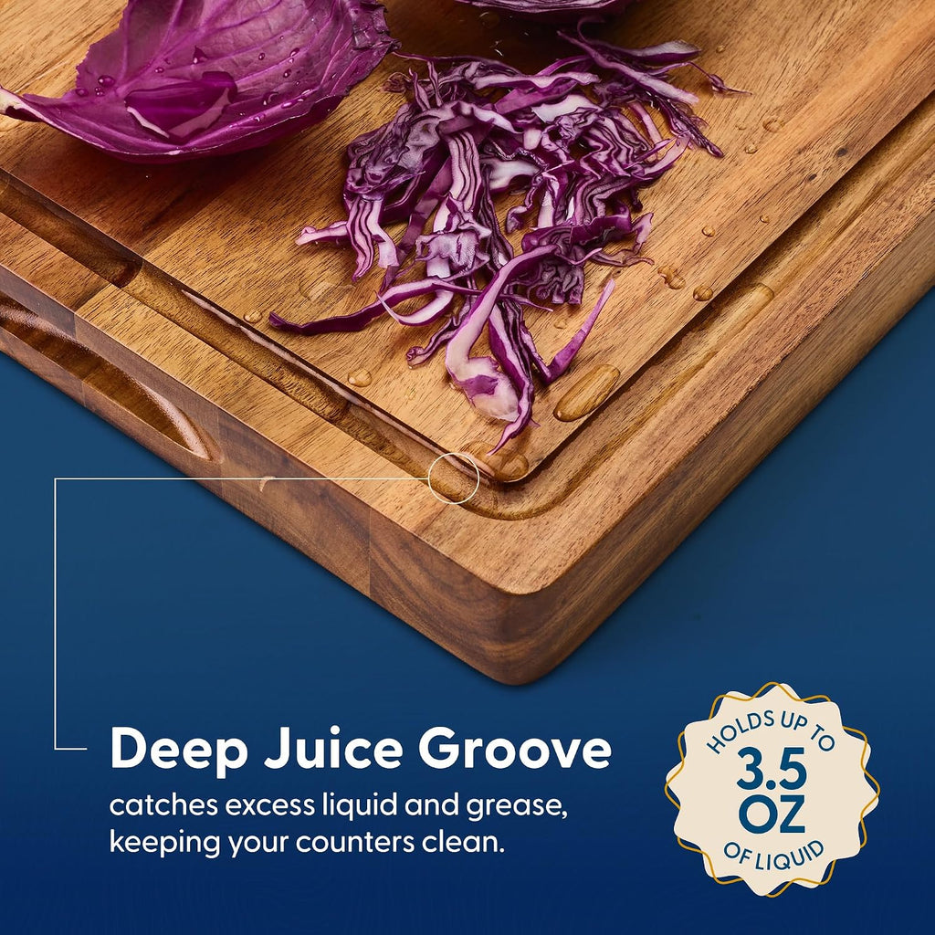 Winsome Acacia Wood Cutting Board | Acacia Edge Grain Cutting Board with Juice Groove & Sorting Compartment | Perfect