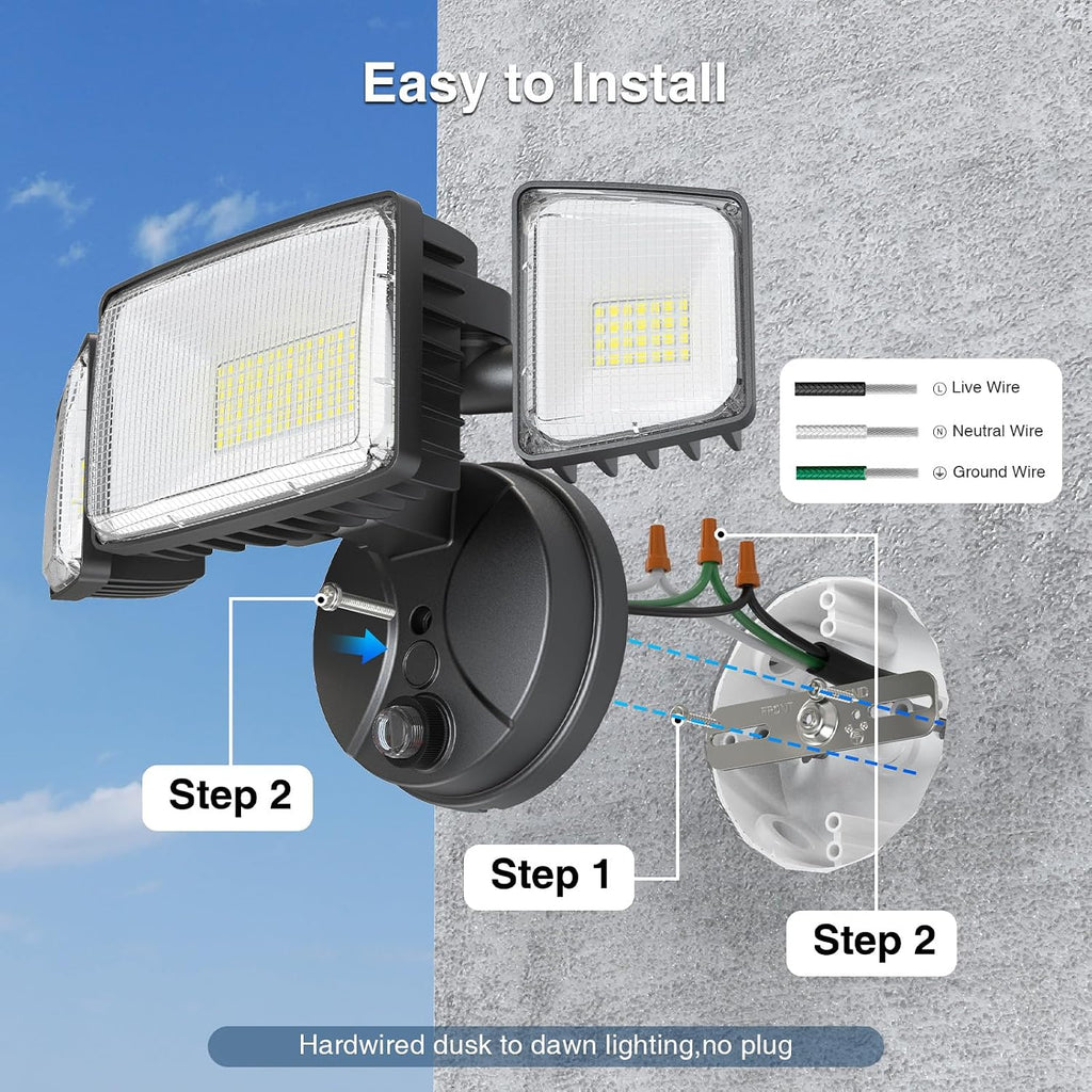 100w Dusk to Dawn Outdoor Lighting,11000LM Led Outdoor Light from Dusk Till Dawn,Super Bright Flood Light,IP66