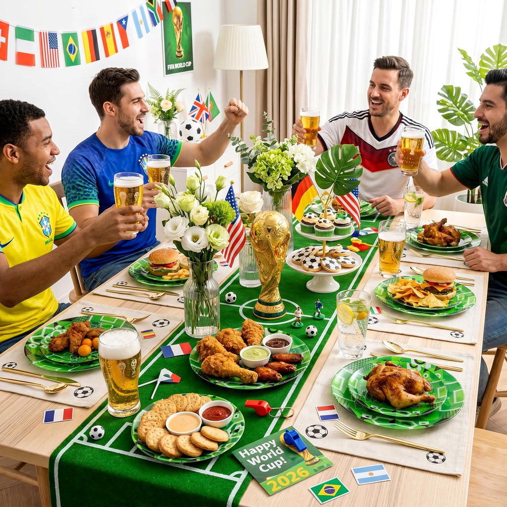20 Green Plastic Soccer Plates, Disposable Plates for Soccer Party