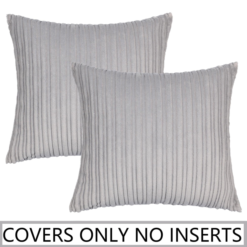 Super Soft Plush Corduroy Solid Textured Large Throw Euro Pillow Sham Cushion Cover for Couch Floor, 2 Packs, 24 x