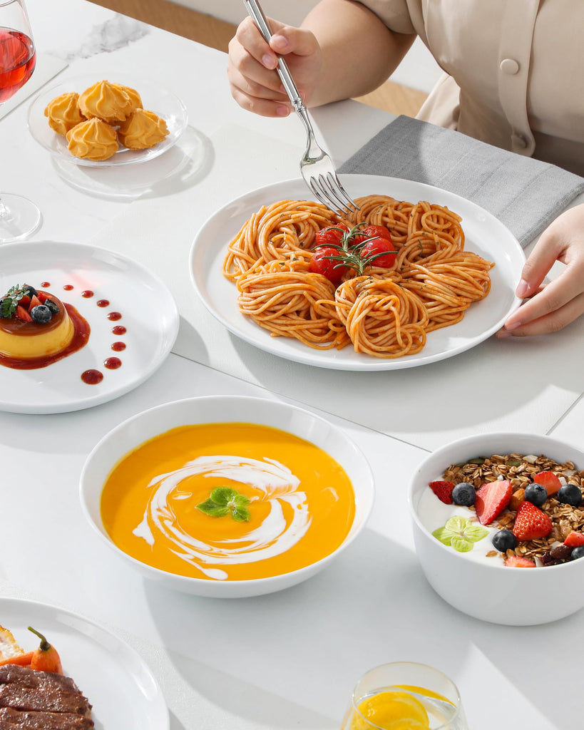 24-Piece Dinnerware Set for 6, White Porcelain Dishes