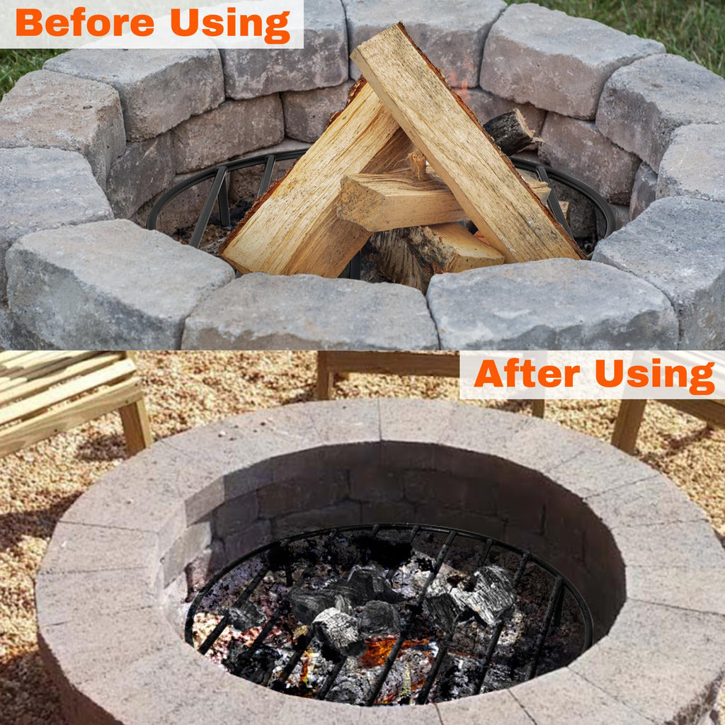 Heavy Duty Fire Pit Grate with High Temp Coating & Removable Legs