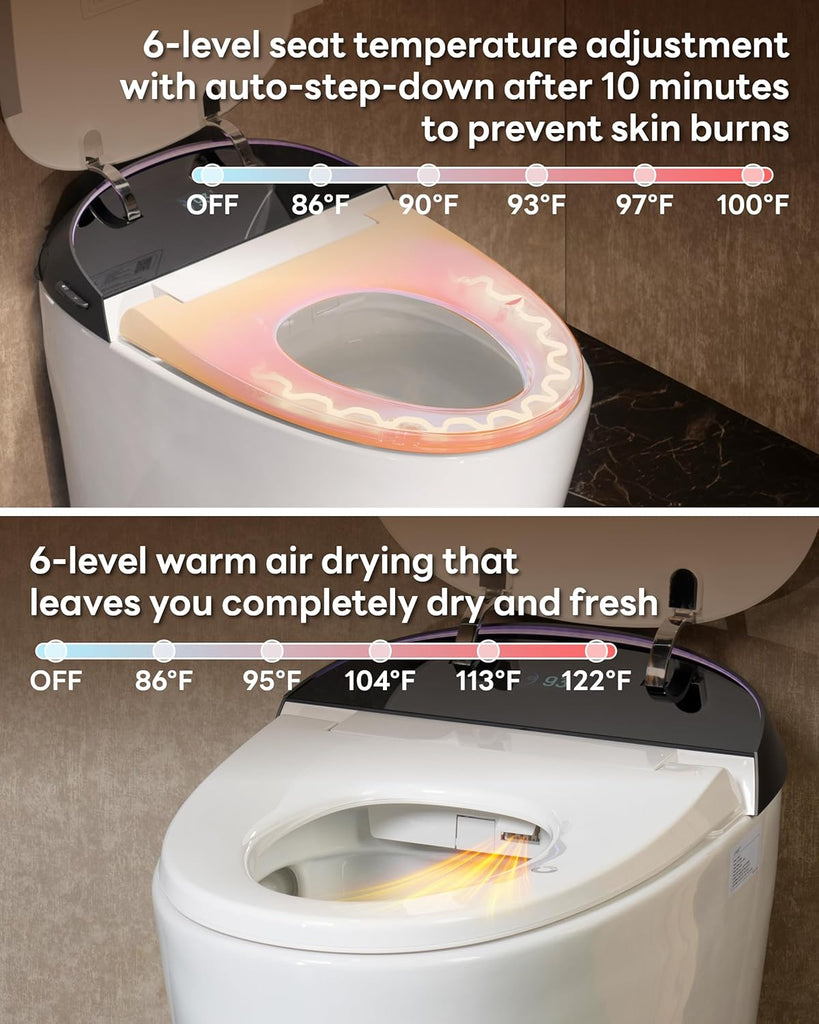 Smart Toilet with ADA Chair Height, Foam Dispenser, 1.1/1.6GPF Dual-Flush Bidet Toilet, 12" Rough-in
