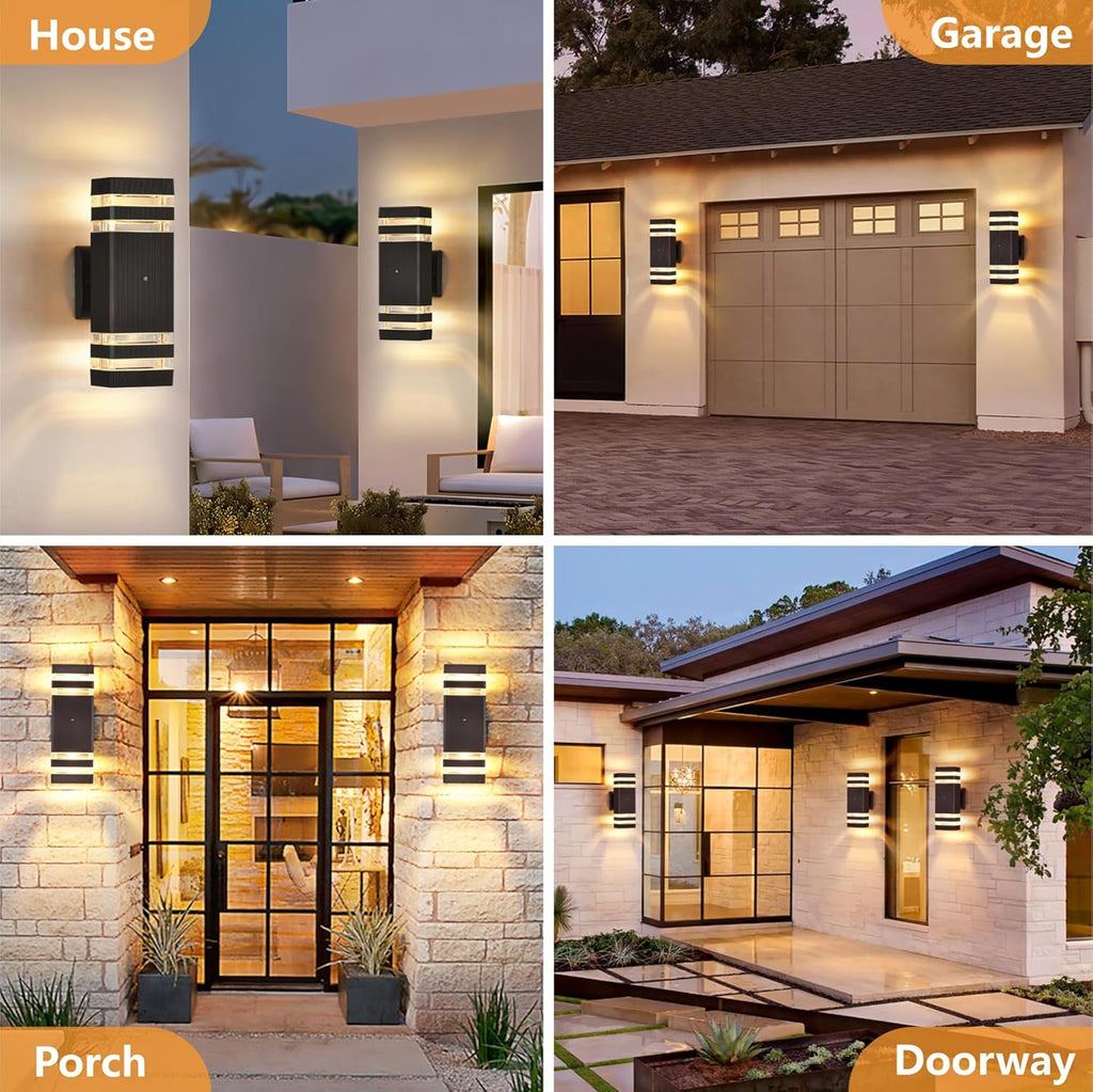 Dusk to Dawn Outdoor Wall Lights 2 Pack, 3000K Warm White Exterior Lighting Fixtures