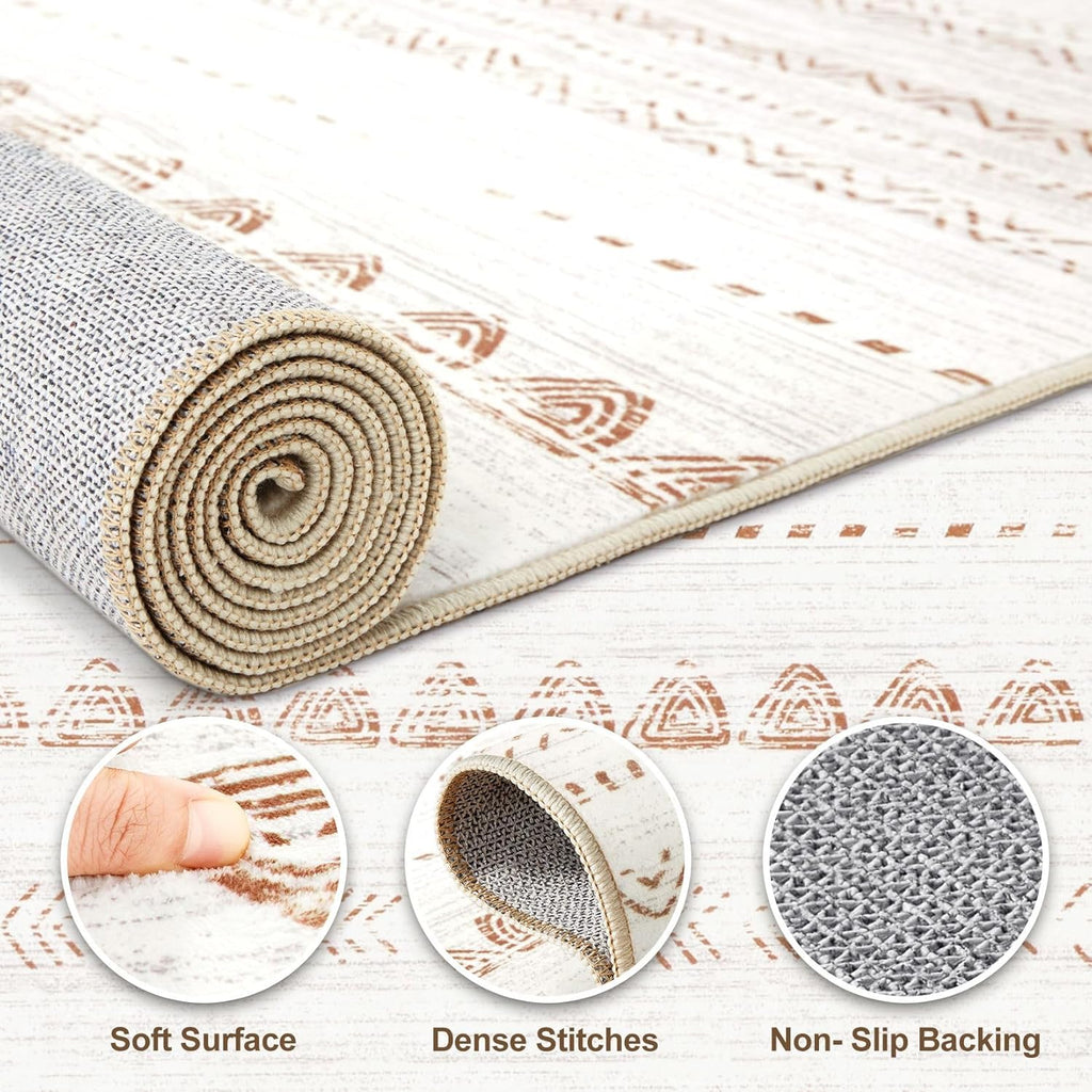 10x14 Area Rugs Living Room: Washable Boho Large Neutral Modern Soft Stain Resistant Farmhouse Indoo