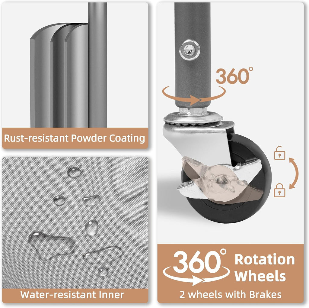 80 Liters Vertical Rolling Laundry Hamper, 2 Section Laundry Sorter with Wheels and 2 Breaks, 2-tier Laundry Baskets